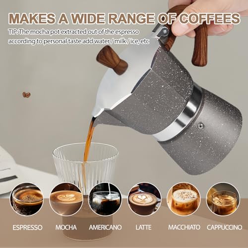 Aluminum 3 Cup 150ml Moka Pot Express Coffee Maker Stovetop Grey