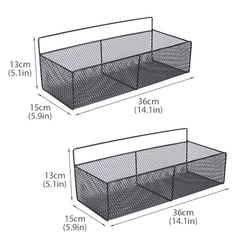2 Pack Bath Toy Storage Basket, Wall Mounted Metal Mesh Bathtub Organizer with Drainage, Rust Resistant Space Saving Shower Holder for Kids Toys and Bathroom Toiletries