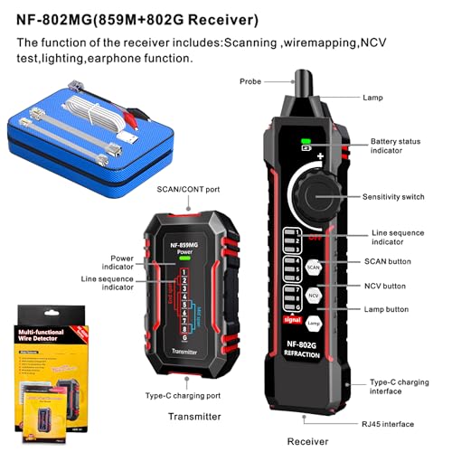ZHOUCE NF-802MG network cable tester with NCV and SCAN functions for Ethernet cable testing