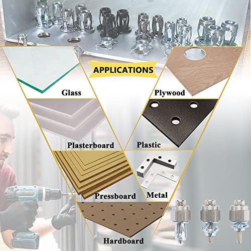 KOOPATZ black M6 jack nuts rivet nut assortment with installation tool for thin boards, 20-piece kit