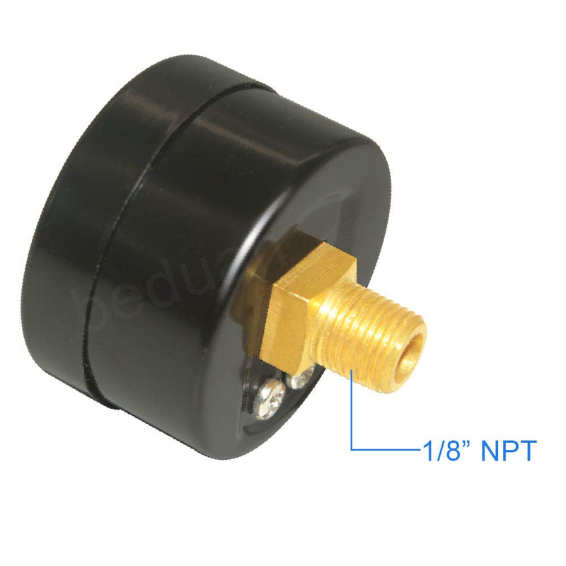 [Australia - AusPower] - Beduan Air Pressure Gauge for Air Compressor 1-1/2" Dial Center Back Mount, 1/8" NPT,0-160 Psi 160 Psi 