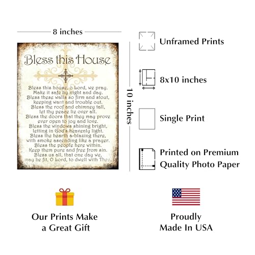 AMERICAN LUXURY GIFTS Bless This House Spiritual Wall Art Poster, 8x10 Unframed 10"L x 8"W