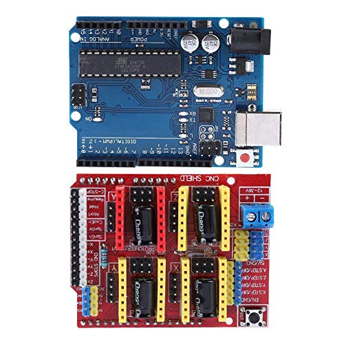 3D Printer Kits CNC Shield V3.0 + R3 Board + Nema 17 Stepper Motor + 4PCS A4988 Driver + Stepper Motor Controller Shield Kit with Heat Sink for Quimat