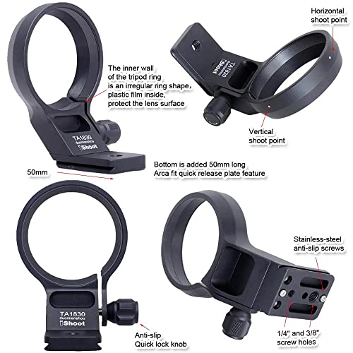 iShoot Tripod Mount Ring Lens Collar Compatible with Tamron 18-300mm f/3.5-6.3 Di III-A VC VXD B061 (X/E Mount), Lens Support Holder Bracket Bottom is Arca-Swiss Fit Quick Release Plate Dovetail