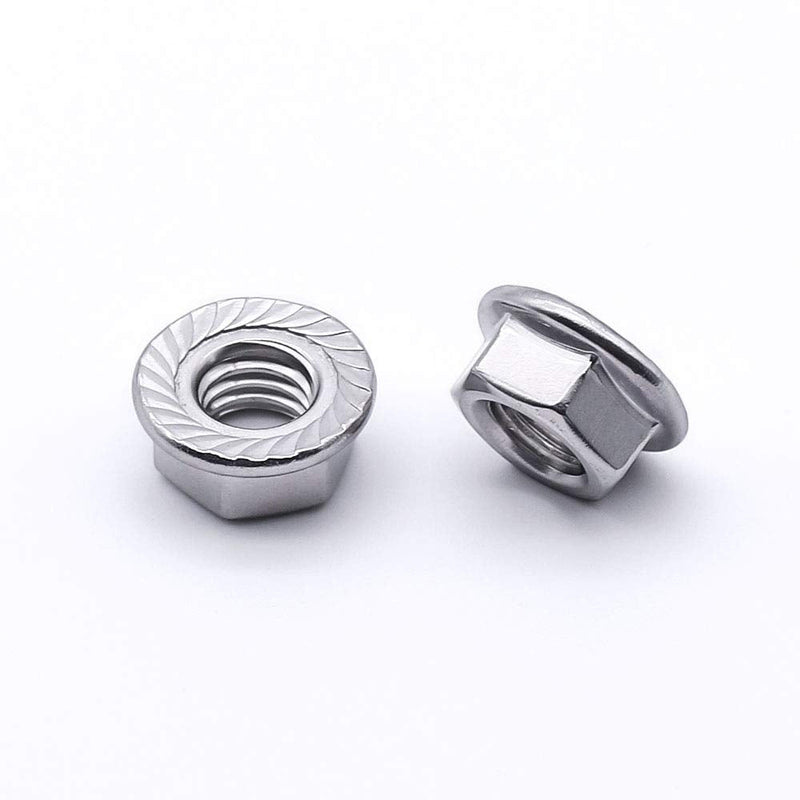 [Australia - AusPower] - 10# 24 Serrated Flange Hex Lock Nuts, 304 Stainless Steel 18-8 Hexagon Nuts, Full Thread, Bright Finish, 50 PCS 10#24 