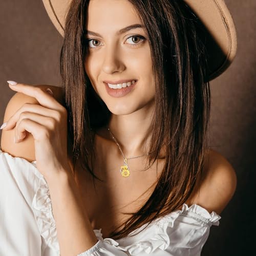 Cremation Necklace for Ashes Sterling Silver Ashes Urn Keepsake Memorial Jewelry Gifts for Women (Sunflower)