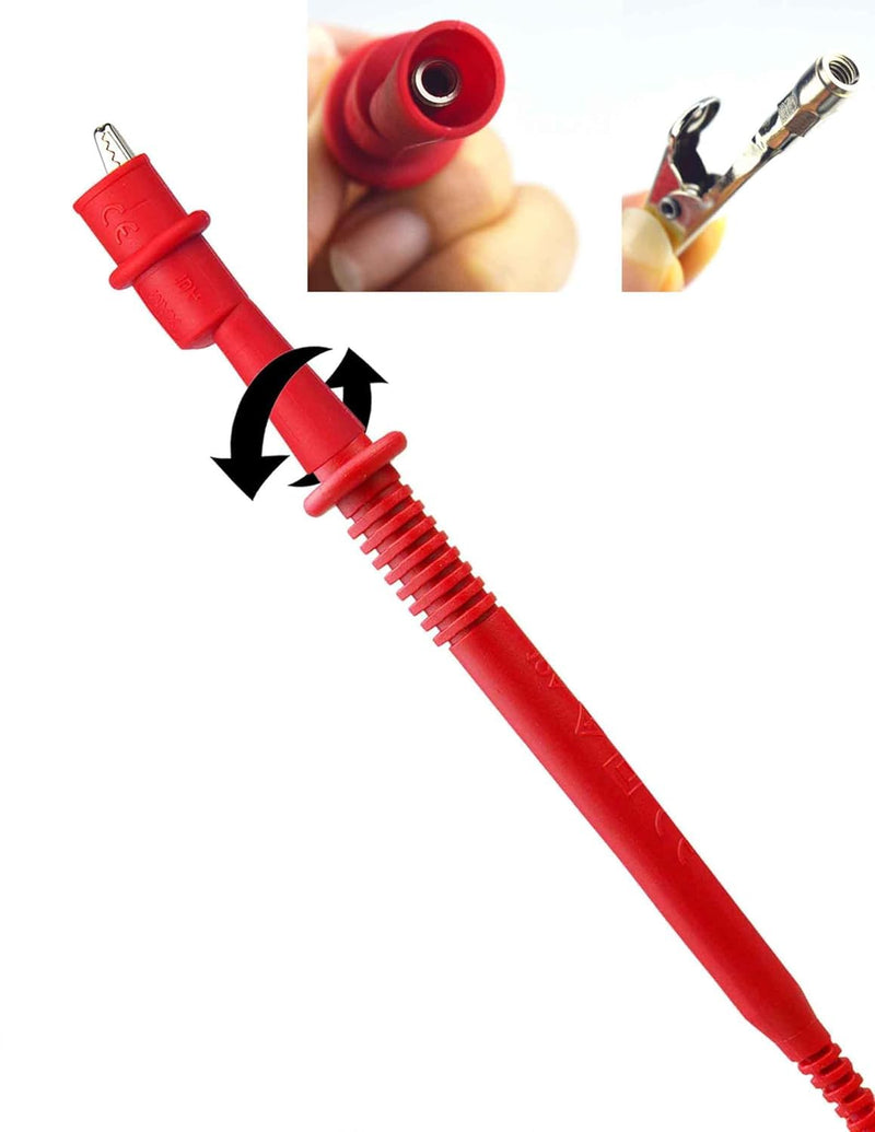 [Australia - AusPower] - ZIBOO KIT-15 Test Lead Set,for with Fluke Ideal Simpson,Digital Multimeter,Clamp Meter with Threaded Alligator Clips, 4mm Banana Test Lead Probe Clip Suitable Substitute Klein Tools 69410 ZIBOO KIT-15 