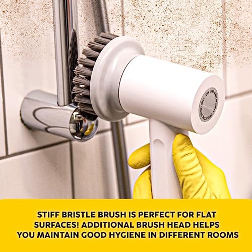 SYNOSHI Round Brush Heads (2 Units) for Electric Cleaning Brush | Designed for General Cleaning Tasks, Grey
