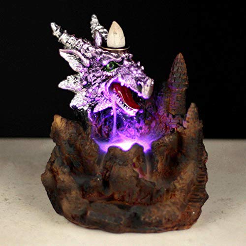 Puckator Purple Dragon LED Backflow Incense Burner - Home Zen Meditation Decor Accessories - Incense Waterfall Cone Burner - Spiritual Feng Shui Gothic Goth Relaxation Gifts Gift - Desk Ornaments