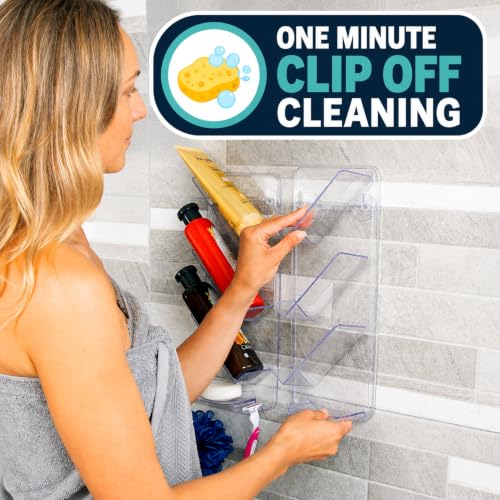 ShowerGem Adhesive Rustproof Shower Caddy, No Drill, Easy Clean Shelves