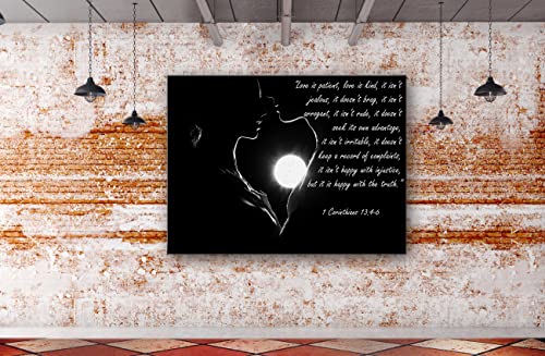 SpiritualHands Jesus Wall Decor, Christian Cross Wall Home Posters, Judah Religious Lord Prayer Bible Wall Art Framed Canvas – 06-CORINTHIANS 1346-8X12 8L" x 12W" 6-CORINTHIANS 1346