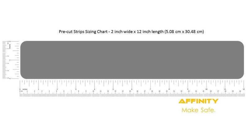 AFFINITY Anti-Slip Tape - Premium 8 Pre-Cut Strips, Black 80 Grit Slip Resistant Safety Treads - 2 inch x 12 inch Rounded Corners - Right Size and Ready to Use for Easy Application