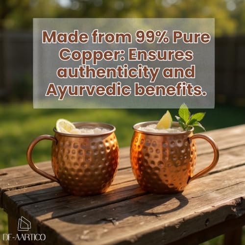 Moscow Mule Mugs Set of 4-100% Pure Copper, 16oz Large Food Safe Solid Copper Cups, Premium Moscow Mule Gift Set for Cocktail Lovers, Perfect for Home Bar and Party
