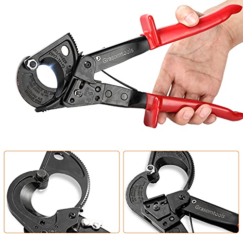 Ratchet Cable Cutter, Ratchet Cutter and Wire Cable Cutter, Cuts up to 240mm², HS325A Heavy Duty Aluminum and Copper Ratchet Cable Cutter