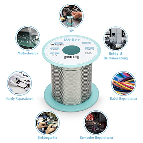 Weller WSW SAC M1 (T0051402499) Lead-Free Solder Wire, Diameter 1.0 mm, Alloy Sn96.5Ag3Cu0.5, Flux Content 3.5%, 100 g 1,0mm, 100g