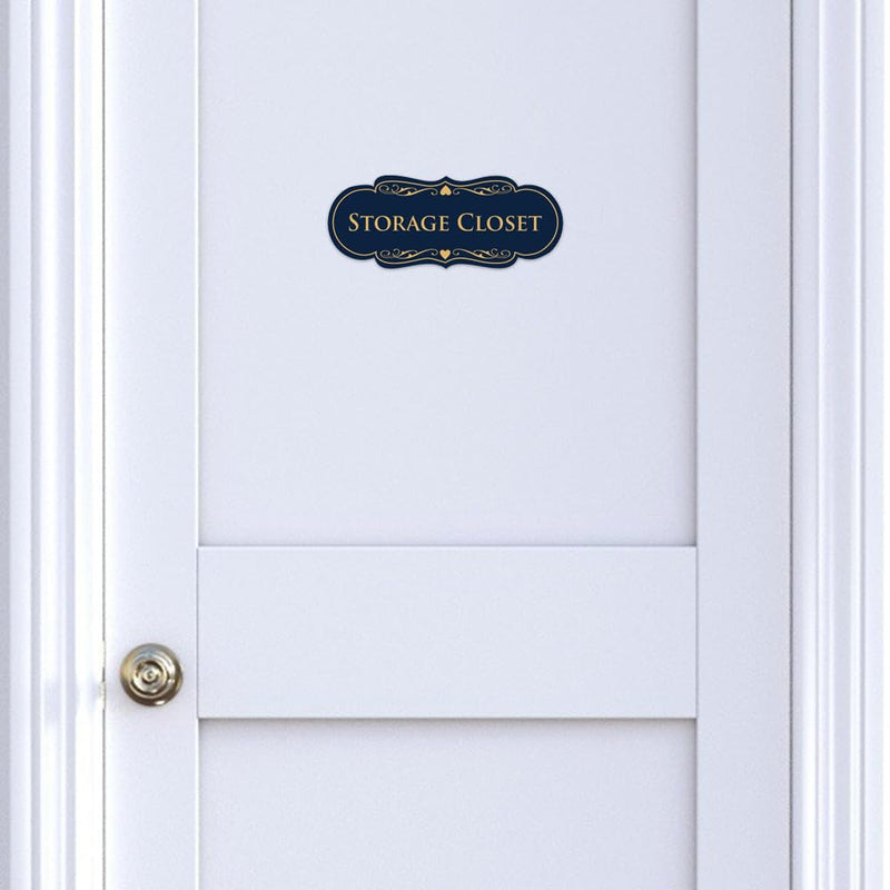 Signs ByLITA Designer Storage Closet Sign (Black Gold) - Large 2 Pack Large (3.5" x 9") 2 Pack Black Gold