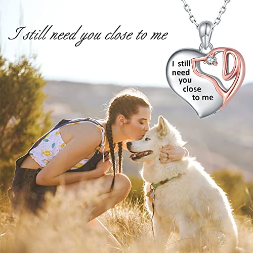 925-Sterling-Silver Cremation Pet Urn Necklace for Ashes for Dog - Heart Urn Dog Necklaces Pet Memorial Keepsake Memory Pendant Jewelry Gifts