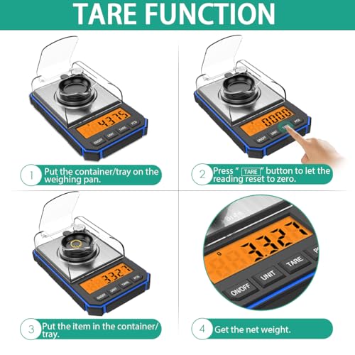 ORIA Digital Milligram Scale, 50g x 0.001g, Weighing Pan Included, Blue 5 cm x 14 cm x 4 cm