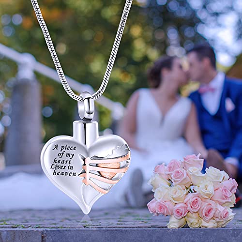 Imrsanl Heart Cremation Urn Necklace for Human Ashes Rose Gold