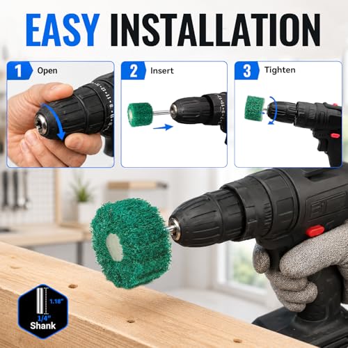 MASONTOOL 10-piece abrasive buffing wheel polishing kit for drill, featuring assorted scouring pads