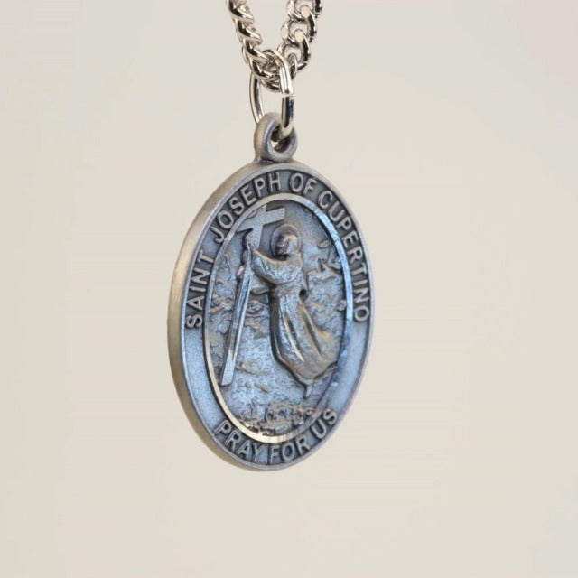 Saint Joseph of Cupertino Medal Necklace - Patron of Pilots & Air Force 24.0 Inches No Clasp (Endless) Chain