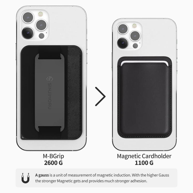 [Australia - AusPower] - 3 in 1 Magnetic Card Holder, Sinjimoru Magnetic Wallet for MagSafe as Cell Phone Wallet Stick On with Phone Grip Holder & Mobile Phone Kickstand iPhone 15 14 13 12 Series. M-Bgrip Black 