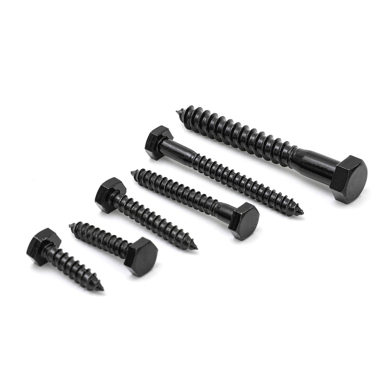 [Australia - AusPower] - 25PCS Stainless Steel Black Lag Bolts 1/4" x 1-1/2" Hex Lag Screws, Washers Included 1/4" x 1-1/2" 