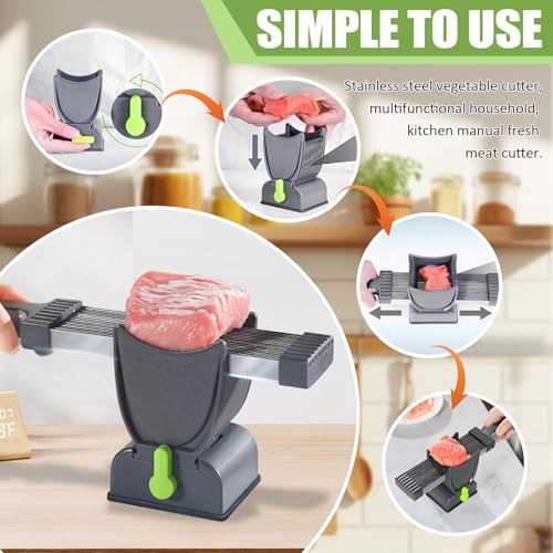 Manual Meat Slicer, Adjustable Fresh Meat Cutter Machine, Manual Food Slicer for Beef Pork Salmon, BBQ Cooking