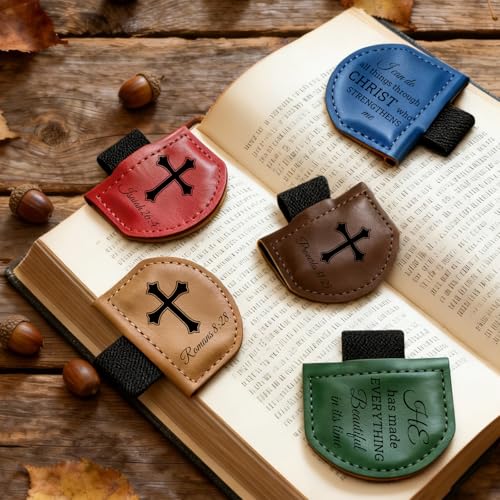 Magnetic Bookmarks with Pen Holder, Bible Bookmark (Brown-Psalm 119：105) Brown Psalm 119：105
