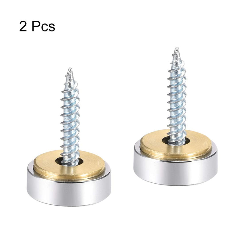 [Australia - AusPower] - uxcell Mirror Screws Decorative Caps Cover Nails Polished Stainless Steel 16mm 2pcs 