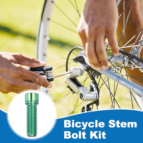 YELARXI green titanium bicycle stem hex bolts, M8x25mm, 6-piece set