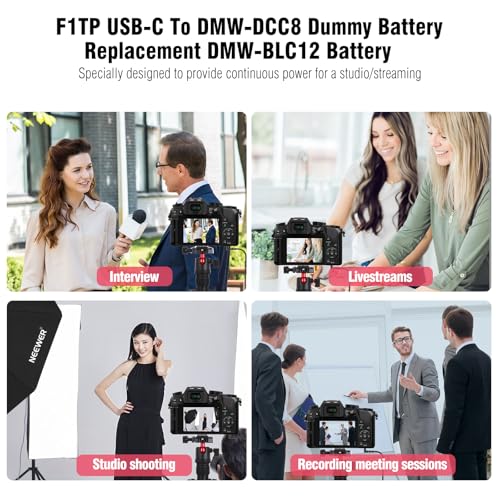 DMW-DCC8 DC Coupler DMW-AC10 DMW-BLC12 DMW-AC8 Dummy Battery Kit with USB-C Cable for Panasonic Lumix DMC-GH2 G5 G6 G7 G80 G81 G85 G5X GX8 FZ300 FZ1000 FZ2500 DC-G90 G95 G99 Camera (DCC8) DCC8