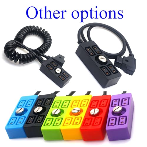 Multicolor D-tap to 4 Port P-tap D tap Splitter Cable 1/4" Screw for Photography Power, Ptap Dtap Fourway Splitter Receptacle 50cm/20in with 1/4"-20 screw