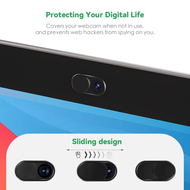 [Australia - AusPower] - Webcam Cover Slide[2-Pack], 0.023 Inch Ultra-Thin Metal Web Camera Cover for Macbook Pro, iMac, Laptop, PC, iPad Pro, iPhone 8/7/6 Plus, Protect Your Visual Privacy [Black] Black-2 Pcs 