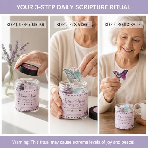 Dear Nana Gifts – 90 Daily Scripture Cards in a Jar – God Says You Are Christian Gifts for Grandma – Bible Verse Affirmation Cards – Religious Faith Gift for Nana Birthday, Mother's Day, Christmas A. Dear Nana