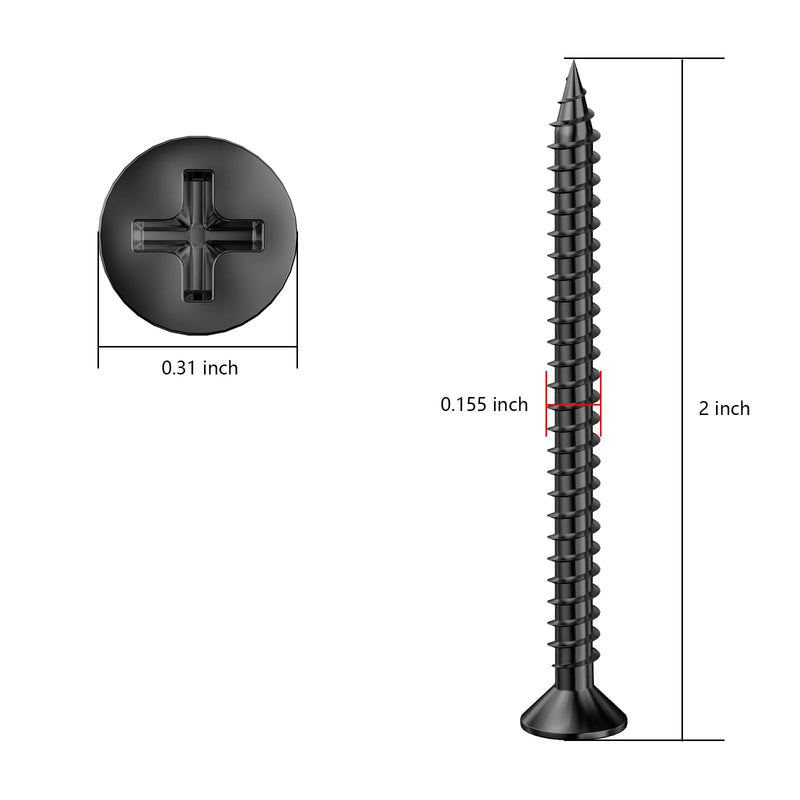 [Australia - AusPower] - (200Pcs) #8x2" Black Wood Screw Quick Metal Self Tapping Flat Head #8x2" 