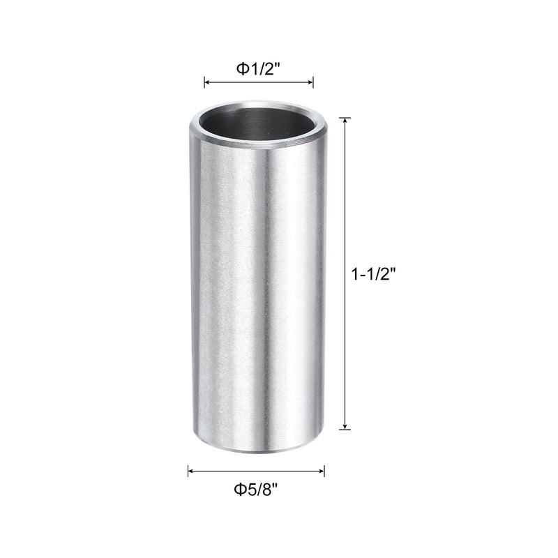 [Australia - AusPower] - uxcell 5pcs Stainless Steel Spacer 1/2" Bore x 5/8" OD x 1-1/2" Length Screw Standoff Bushing Plain Finish Round Metal Spacer for 1/2 Screws Bolts and Rods 1/2" x 5/8" x 1-1/2" 
