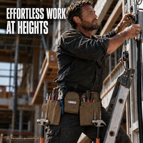 CTHMTMXS waterproof waxed canvas tool belt for men with 19 pockets, tear-resistant design
