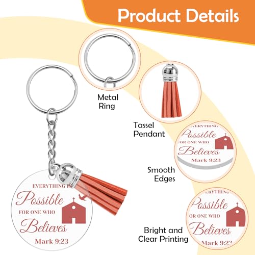 Ximalun 8 Pcs Acrylic Christian Keyrings Inspirational Bible Verse Keyrings Bulk Religious Scripture Gifts Christian Gifts for Women Men Friends Family Coworker Teacher Student Church Members