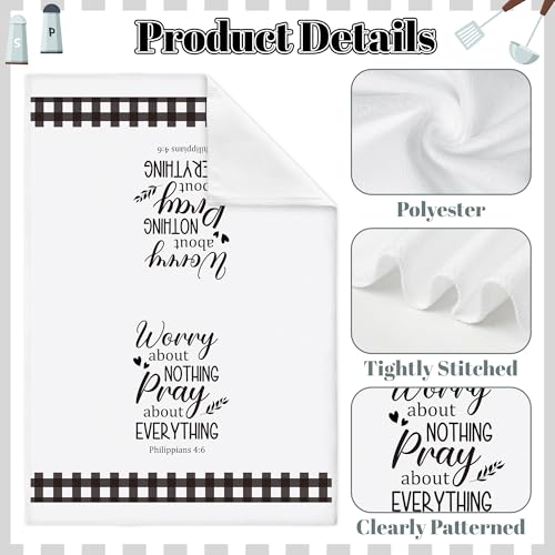 Christian Bible Verse Hand Towels - 6 Pack Polyester Kitchen Towels Set