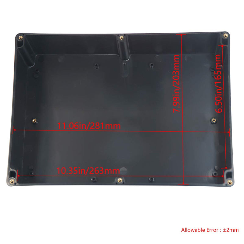 Project Box IP65 Waterproof Junction Box ABS Plastic Black Electrical Boxes DIY Electronic Project Case Power Enclosure 11.42x8.27x3.94 inch (290x210x100 mm) 11.42”x8.27“x3.94"