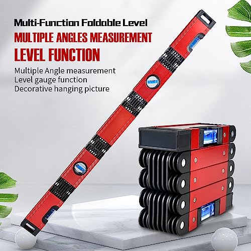 Eewudwok 28-inch foldable aluminum alloy level tool with multi-angle design and four level bubbles