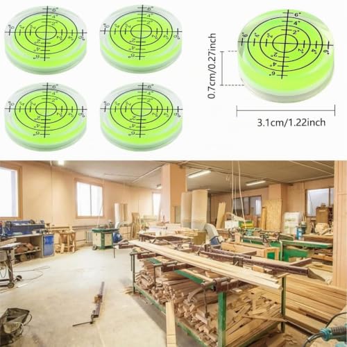 Round Spirit Level Gauge, 4 Pcs 32mm Diameter Spirit Level Gauge Mini Dragonfly Motorhome Caravan Pirit Level White Yellow