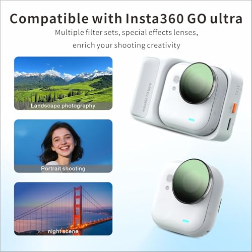BLAUOCHI Variable ND Filter Set Compatible with Insta360 Go Ultra, 6 Pack UV/CPL/ND8/ND16/ND32/ND64 Neutral Density Filter for Insta360 Go Ultra