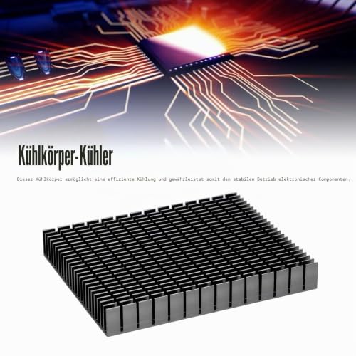 Smart Aluminum Heatsink, Electronic Component, Heatsink, Design, 150 x 120 x 20 mm, for CPU Amplifier, PCB Board (Black) black