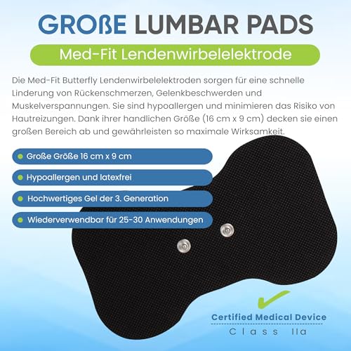 Med-Fit Butterfly Wireless TENS Self Adhesive Electrode - Versatile, Durable and Hassle-Free Pain Relief (Black, Butterfly 3-Pack) Butterfly 3 Pack Black