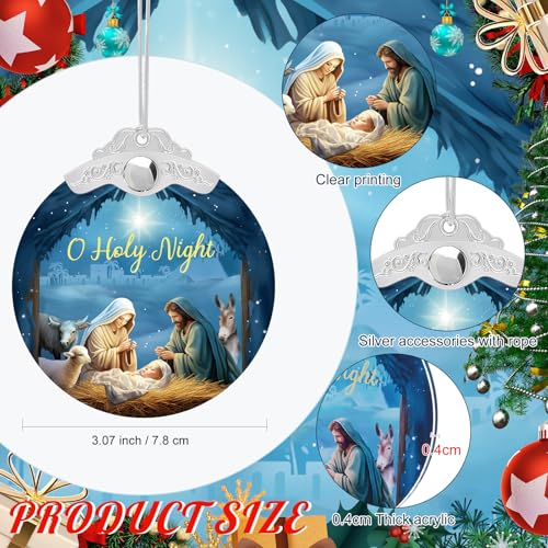 Thyle 6 Pack Nativity Ornaments for Christmas Tree Bulk Christian Nativity Scene Decorations 3" Religious Jesus Gifts for Women Men Window Tree Acrylic Hanging Decor (Classic Style) Classic