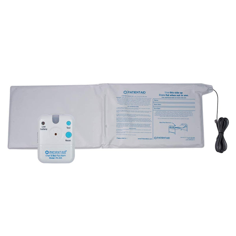 [Australia - AusPower] - Patient Bed Alarm, 10" x 30" Bed Pad with Motion Sensor Alarm, 2 Ring Chime Options, 3 Mounting Options, Including 9V Battery, Bed Alarms and Fall Prevention for Elderly, 1 Yr. Warranty by Patient Aid without Rubber Casing 