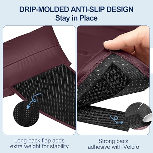 Adjustable burgundy recliner pillow with neck and head support for reading and bed rest by AHUAWA.