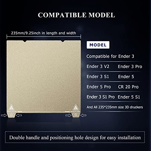 YOOPAI Double-Sided Textured PEI Printing Plate 235 x 235 mm, Magnetic Spring Steel Print Bed for Creality Ender 3 / Ender 3 Pro/Ender 3 V2 / Ender 3 S1 / Ender 3 Neo/Voxelab Aquila 3D Printer